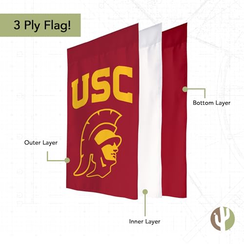 USC University of Southern California Desert Cactus Garden Flag - Red, Double-Sided 3-Ply Outdoor Banner