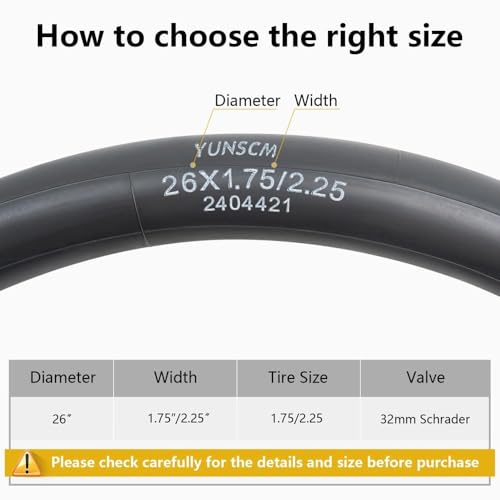 Heavy Duty 26" Bicycle Tubes - 2 Pack, AV Schrader Valve