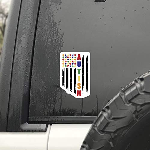 Autism Awareness Decal - American Flag Puzzle Pieces Vinyl Sticker
