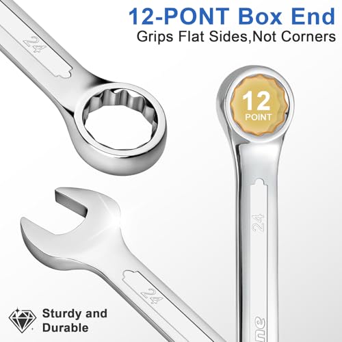 CRAFTZONE 19-Piece Metric Combination Wrench Set with Fixed Ratchet & Roll-Up Pouch