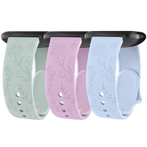 Silicone Floral Engraved Bands for Fitbit Versa - Soft Sport Wristbands
