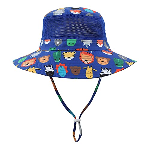 UPF 50+ Wide Brim Sun Hat for Kids - Zoo Design, Ages 4-8