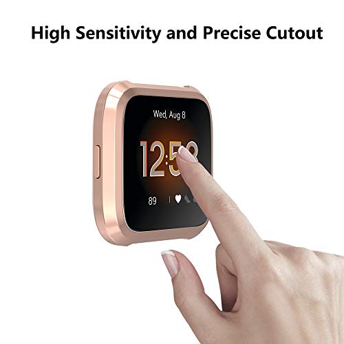 4-Pack Screen Protector Case for Fitbit Versa Lite Edition - Clear, Black, Silver, Rose Gold