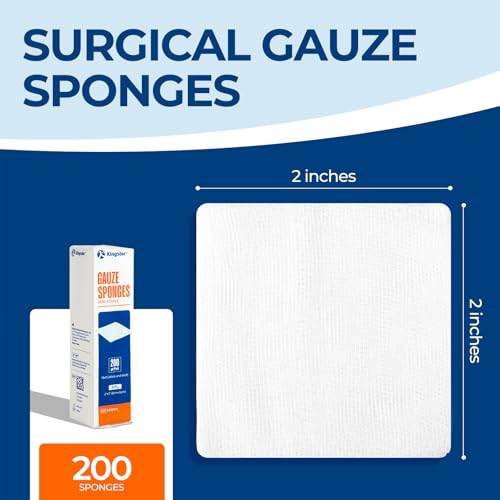 Pure Cotton Gauze Sponges 8-Ply - 2x2 Inch, 200 Count