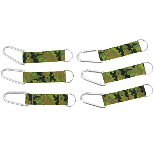 Durable Camo Carabiner Keychain with Strap - 6-Pack