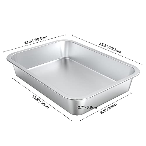 Onlyfire 15.5x11.6x2.7in Stainless Steel Deep Baking Pan – Oven & Stovetop Safe