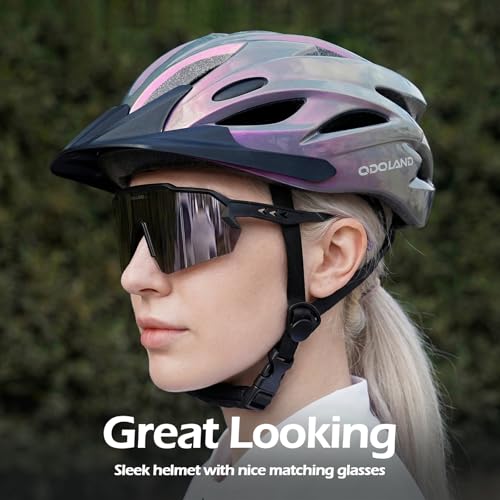 Adult Bike Helmet with UV Protection Sunglasses Set - A1-Lilac