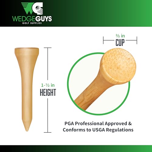 Bamboo Golf Tees - 1.5 Inch, 100 pcs, Extra Durable & Biodegradable