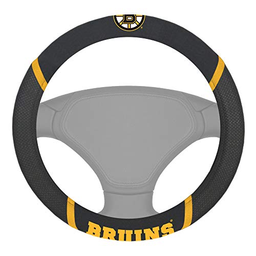 Boston Bruins Steering Wheel Cover - 15" Faux Suede & Mesh