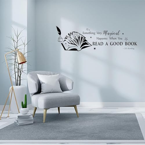 PLIGREAT Read Books Inspirational Quotes Wall Stickers, Removable Vinyl Peel and Stick Wall Decals for Nursery School Library Study Reading Room Wall Deocrations Home Office Indoor DIY Wall Art Decor