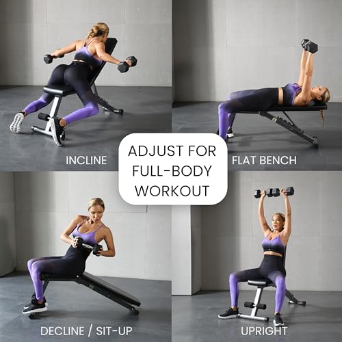 Adjustable 5-in-1 Weight Bench for Home Gym - Foldable & Compact