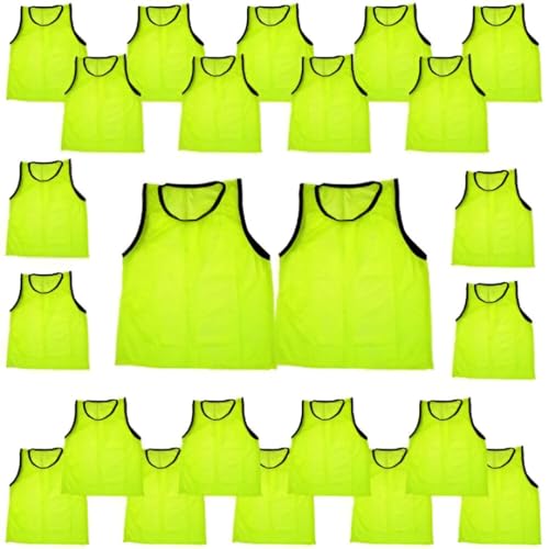BlueDot Trading Youth 24 Pack Scrimmage Vests Yellow – 17x22 Polyester Training Vests