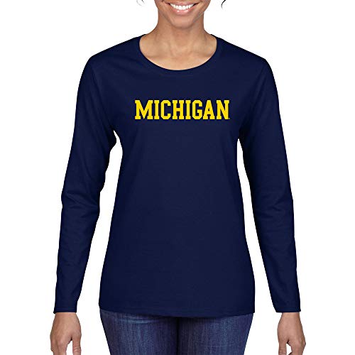 Michigan Wolverines Navy Long Sleeve T-Shirt - Women's College Apparel