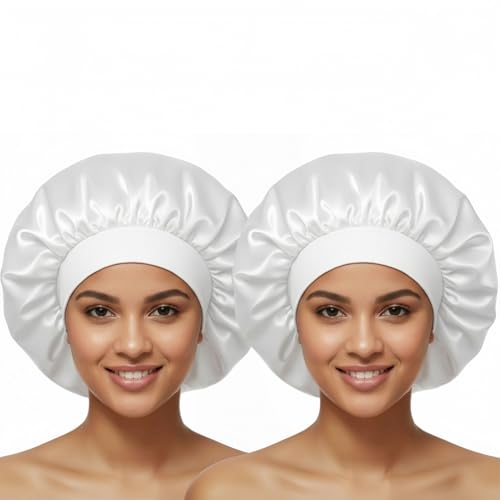AILONSHAWN Satin Bonnet for Women & Men - Large White Silk Sleeping Cap, Y