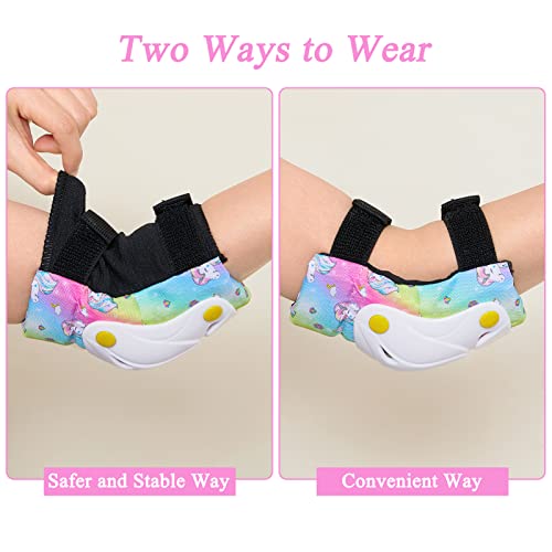 Adjustable Kids Protective Gear Set - Knee, Elbow & Wrist Pads - Rainbow Small