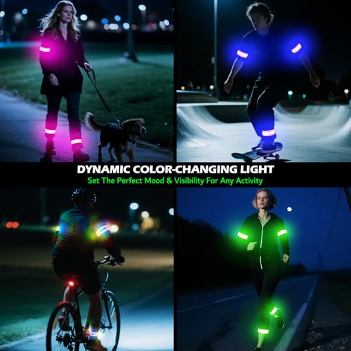 LED Armband Rechargeable for Running(2 Pack),Light Up Arm Bands Night
