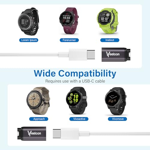 USB-C Charger Adapter for Garmin Watch - 2 Pack with Lanyard