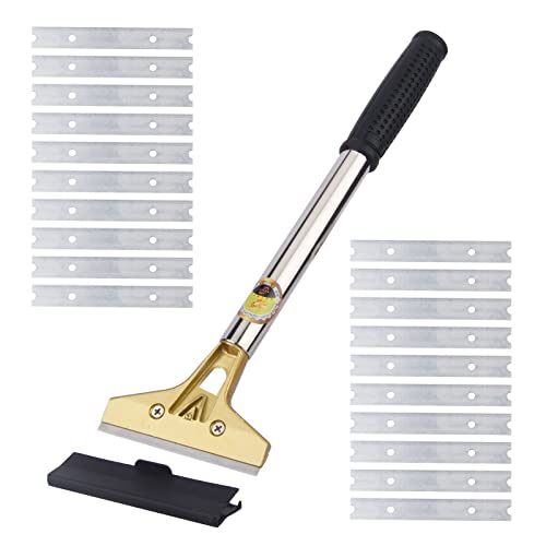 Sets Professional Cleaning Scraper, 4inch Razor Blade Home Long Handle Cleaning Scraper for Glass Clean, Paint and Old Label,Decal Sticker Remover, Stove Top Scraper Tool(Stainless Steel)