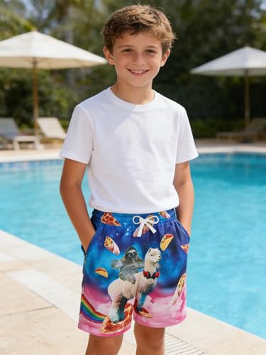 Boys Swim Trunks with Mesh Lining - Kids Bathing Suit 11-12 Years