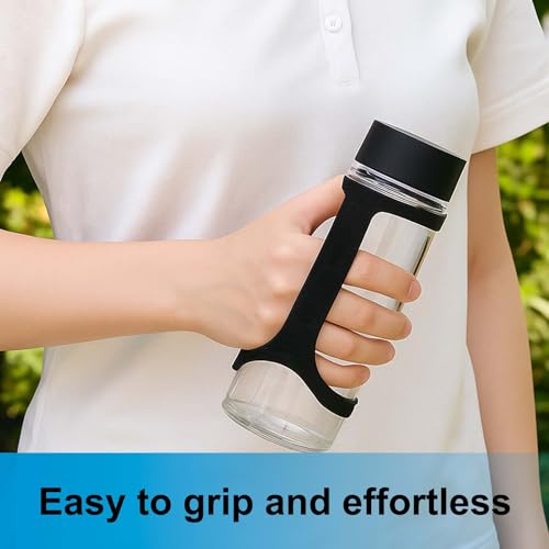 Non-Slip Silicone Water Bottle Carrier Strap - Black 2pcs