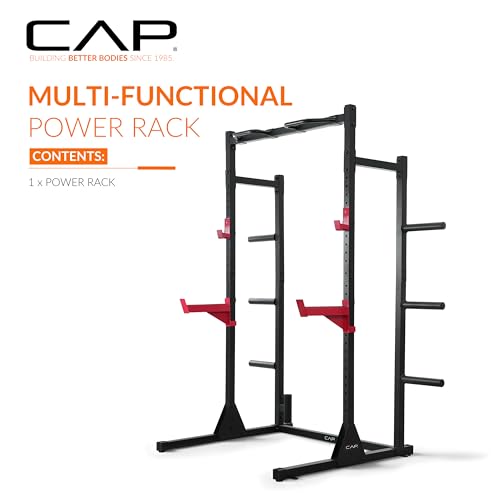 Power Rack with Pull-Up Bar & Attachments - Black