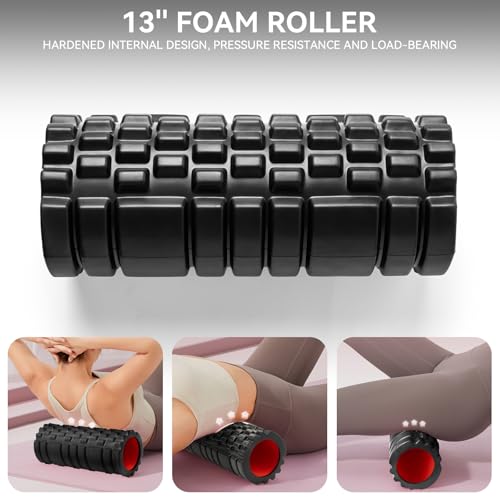 Krightlink 5-in-1 Black Foam Roller Set for Deep Tissue Muscle Massage