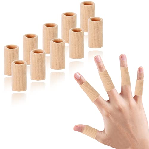 Finger Compression Sleeves - 10 Pack, One Size, Beige