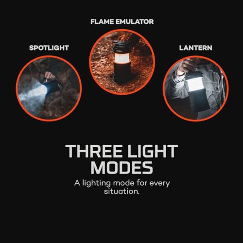 NEBO BIG Poppy Lantern, Flashlight & Power Bank | 300 Lumens, 15 Hours Run Time, Rechargeable LED Spotlight, Pop-Up Flame Emulator & Lantern Modes, Water Resistant, Includes Micro-USB Charging Cable