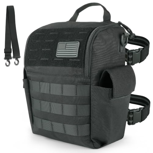 Black Quick-Access Gas Mask Pouch with Dual Side Pockets for Emergency & Outdoor Use
