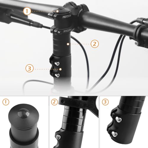 Adjustable Bike Stem Riser 28.6mm Handlebar Extender - 123mm Black