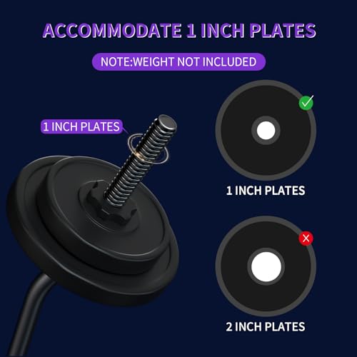 LAVVON 47-Inch Black EZ Curl Barbell for Weightlifting, 25mm Diameter