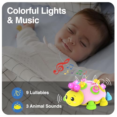 Pink Baby Musical Ladybug Crawling Toy for Infants 6-18 Months – Educational & Interactive Baby Gift