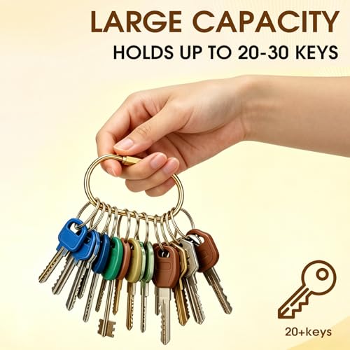 Gold Carabiner Keychain - 4 PCS Brass Key Ring with Screw Lock Clip