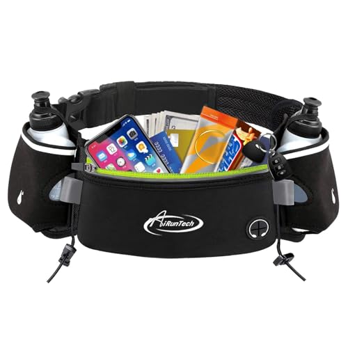 Hydration Running Belt with Water Bottles - Black & Green