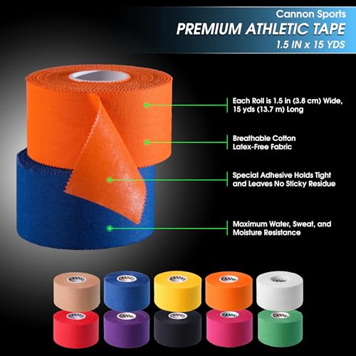 Premium Athletic Tape - 1.5" x 45 Feet - Easy Tear, Strong, Latex Free - Black