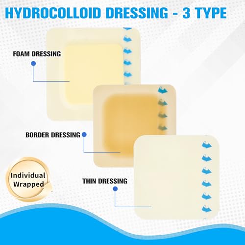 Hydrocolloid Wound Dressing - 4x4 Inch Ultra Thin Bandage Pads - 5 Pack