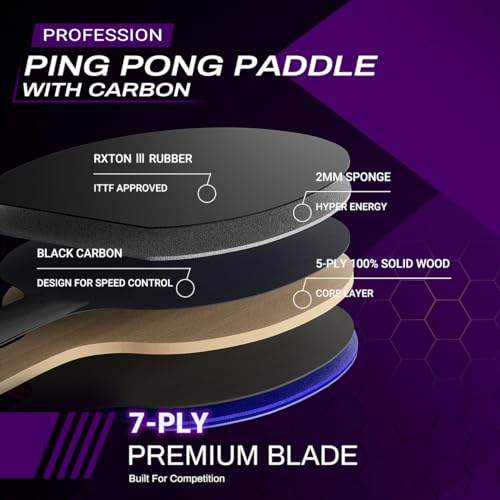 KingFeel 7-Ply Carbon Fiber Ping Pong Paddle ITTF Approved Performance Blade