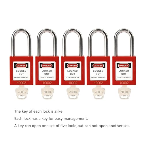 Lockout Tagout Locks Set,Loto Locks Keyed Alike,OSHA Compliant Safety Padlocks 5 pcs for Lock Out Tag Out Kits and Devices