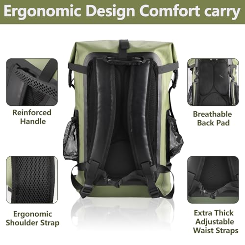 40L Waterproof Hiking Backpack Dry Bag with Reflective Strips & Multiple Pockets
