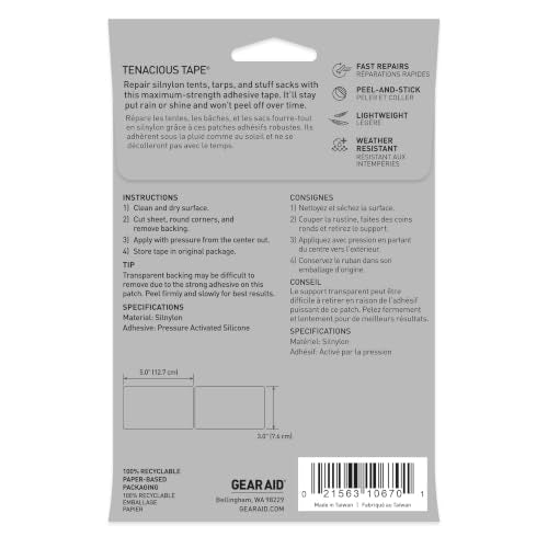 Silnylon Repair Patches - Peel-and-Stick 3"x5" for Tents & Gear