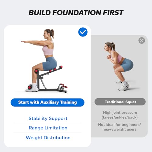 Adjustable Deep Squat Machine for Women - Glutes Trainer - Black & Red