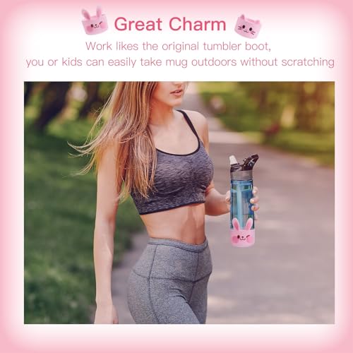Silicone Protective Boot for Tumblers - 2 Pack Pink Rabbit & Cat Design