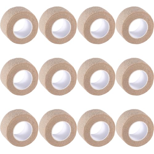 Self-Adhesive Bandage Wrap - 12 Pack, 1 Inch x 5 Yard Elastic Tape - Skin