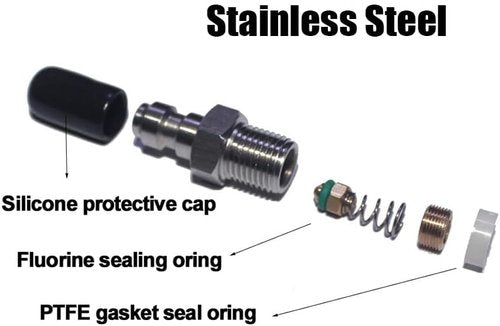 Foster 8mm Fill Nipple Male Quick Disconnect Valve - Stainless Steel for Paintball & Diving