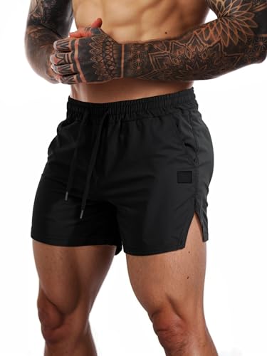 Flyfirefly Men's Quick Dry Gym Workout Shorts with Towel Loop - Lightweight Athletic Running Shorts