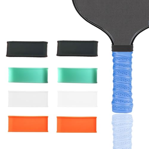 Pickleball Paddle Grip Bands - 8 Pcs Silicone Rings, 4 Colors