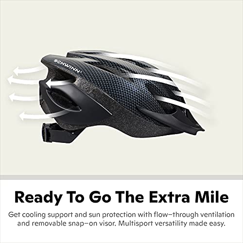 Adult Bike Helmet - Schwinn Thrasher, Carbon, Adjustable Fit
