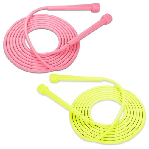 Adjustable Jump Rope Set - Tangle-Free Skipping Ropes for Fitness - Pink & Yellow