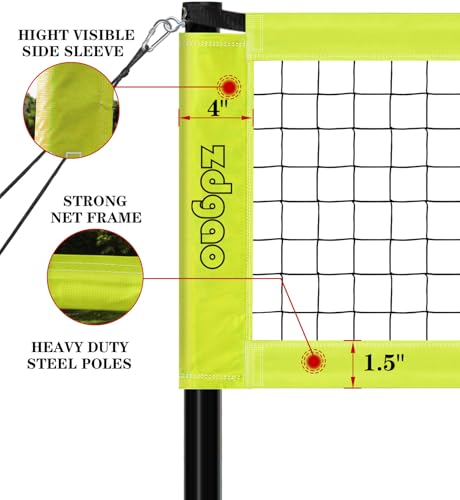20FT Portable Adjustable Volleyball Net System - Lemon Yellow