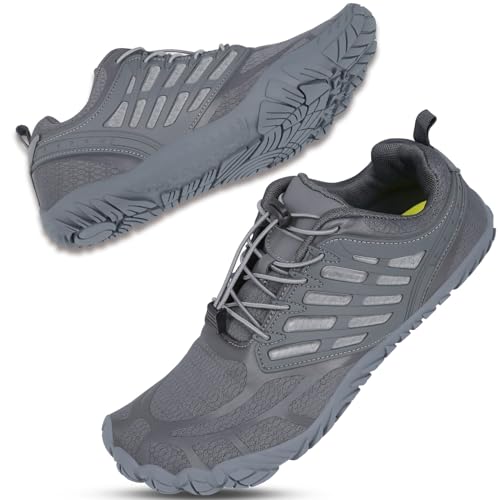 MeXYZ Barefoot Shoes Men Wide Toe Box Zero Drop Minimalist Training Shoes (11.5, Dark Grey)